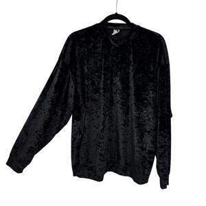 ONZIE Velour Oversized Black High Neck Top Pullover Long Sleeve O/S Yoga Casual